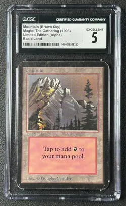 MOUNTAIN (BROWN SKY) CGC 5 1993 MAGIC: THE GATHERING MTG ALPHA #NNO 230 - Image 1