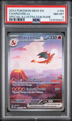 2023 POKEMON MEW EN-151 SPECIAL ILLUSTRATION RARE #199 CHARIZARD EX PSA 8 - Image 1