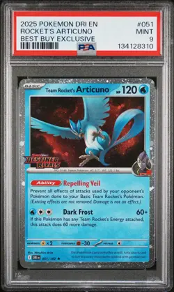 2025 POKEMON DRI BEST BUY EXCLUSIVE #051 TEAM ROCKET'S ARTICUNO PSA 9 - Image 1