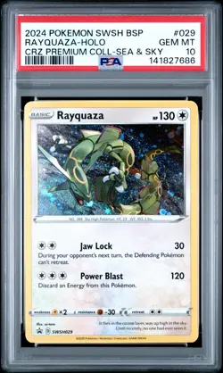 2024 POKEMON SWSH CROWN ZENITH PREMIUM COLLECTION SEA & SKY RAYQUAZA-HOLO PSA 10 - Image 1