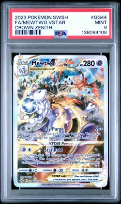 2023 POKEMON SWORD & SHIELD CROWN ZENITH #GG44 FULL ART/MEWTWO VSTAR PSA 9 - Image 1
