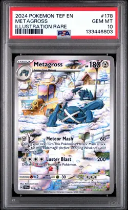2024 POKEMON TEF EN-TEMPORAL FORCES ILLUSTRATION RARE #178 METAGROSS PSA 10 - Image 1