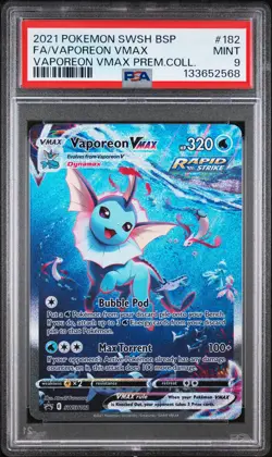 2021 POKEMON SWSH PREMIUM COLLECTION PROMO #182 FULL ART/VAPOREON VMAX PSA 9 - Image 1