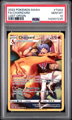 2022 POKEMON SWORD & SHIELD LOST ORIGIN #TG03 FULL ART/CHARIZARD PSA 10 - Image 1