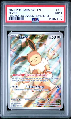 2025 POKEMON SVP EN-SV PRISMATIC EVOLUTIONS ETB PROMO #173 EEVEE PSA 9 - Image 1