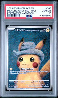 2023 POKEMON SVP POKEMON X VAN GOGH #085 PIKACHU WITH GREY FELT HAT PSA 10 - Image 1