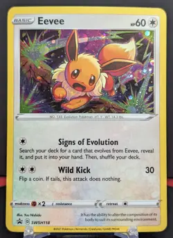 Pokemon Eevee #SWSH118 English Black Star Promo Cosmos Holo - Image 1