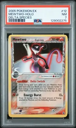 2005 Pokemon Ex Delta Species Mewtwo Holo #12 PSA 7 - Image 1