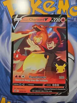 Pokemon Lance's Charizard V Celebrations SWSH133 Black Star Promo LP - Image 1