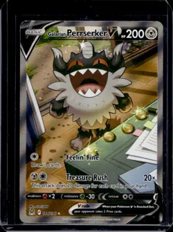 2022 Pokemon SWSH Lost Origin Galarian Perrserker V Ultra Rare #184/196 - Image 1