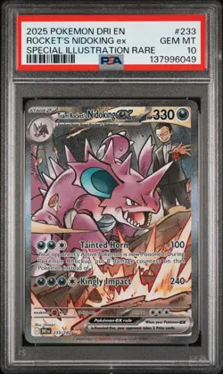 2025 POKEMON DRI SPECIAL ILLUSTRATION RARE #233 TEAM ROCKET'S NIDOKING EX PSA 10 - Image 1