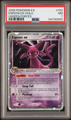 PSA 7 2005 POKEMON EX UNSEEN FORCESESPEON EX-HOLO 102 - Image 1