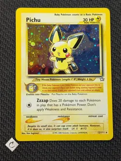 Pichu 12/111 - Neo Genesis Holo Rare Pokemon TCG NM - Image 1