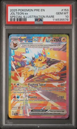 2025 Pokemon Prismatic Evolutions Jolteon EX Special Illustration #153 PSA 10 - Image 1