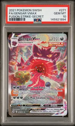 2021 POKEMON SWORD & SHIELD FUSION STRIKE SECRET FULL ART/GENGAR VMAX PSA 10 - Image 1