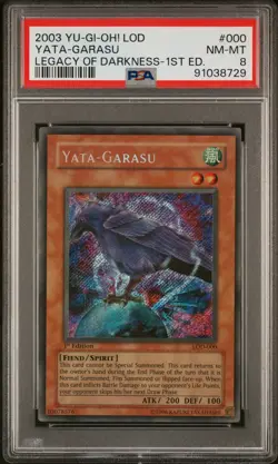 2003 YU-GI-OH! LOD-LEGACY OF DARKNESS 1ST ED #000 YATA-GARASU PSA 8 - Image 1