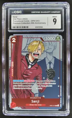 2022 ONE PIECE CCG SANJI OP01-013 25TH PROMO CGC 9 A PT - Image 1