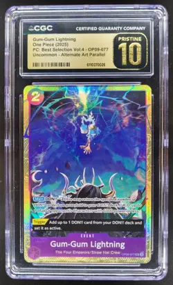 2025 ONE PIECE CCG GUM-GIM LIGHTNING ALT ART OP09-077 CGC 10 PRISTINE D PT - Image 1