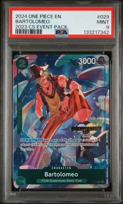 2024 ONE PIECE CHAMP 2023 EVENT PACK #029 BARTOLOMEO PSA 9 - Image 1