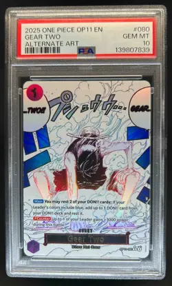 2025 One Piece A Fist of Divine Speed Gear Two Alt Art #OP11-080 PSA 10 - Image 1
