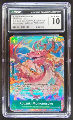2025 ONE PIECE CCG KOUZUKI MOMONOSUKE ALT ART OP10-208 CGC 10 B PT - Image 1