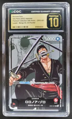 2022 ONE PIECE CCG JPN RORONOA ZORO MANGA ALT. ART OP01-001 CGC 10 PRISTINE A PT - Image 1
