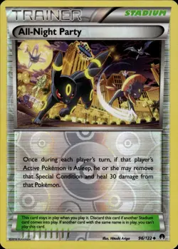 All Night Party Uncommon XY BREAKpoint 96/122 Stadium Reverse Holo Pokemon Card - Image 1