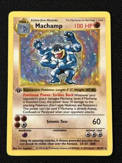 Machamp 8/102 1st Edition Shadowless Lightly Played WOTC Base Set Pokemon Card - Image 1