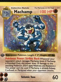 Machamp 8/102 1st Edition Shadowless Lightly Played WOTC Base Set Pokemon Card - Image 2