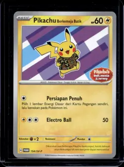 2024 Pokemon SV-P Indonesia Pikachu Batik Shirt Journey Campaign #154/SV-P - Image 1