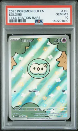 2025 POKEMON BLK EN-BLACK BOLT ILLUSTRATION RARE #118 SOLOSIS PSA 10 - Image 1