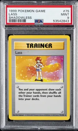 1999 POKEMON BASE SET SHADOWLESS #75 LASS PSA 9 - Image 1