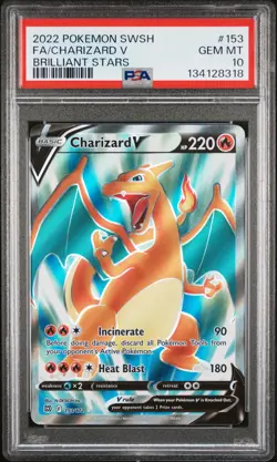 2022 POKEMON SWORD & SHIELD BRILLIANT STARS #153 FULL ART/CHARIZARD V PSA 10 - Image 1