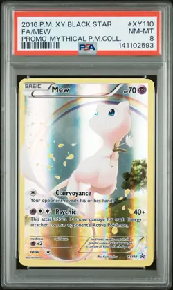 2016 POKEMON XY BLACK STAR PROMO MYTHICAL POKEMON COLL #XY110 FULL ART/MEW PSA 8 - Image 1