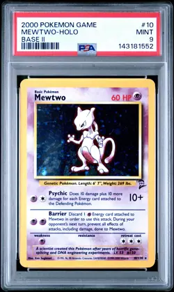 2000 POKEMON BASE SET 2 #10 MEWTWO-HOLO PSA 9 - Image 1