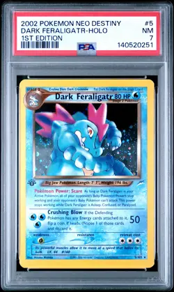 2002 POKEMON NEO DESTINY 1ST ED #5 DARK FERALIGATR-HOLO PSA 7 - Image 1
