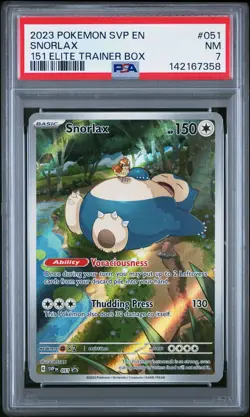 2023 POKEMON SVP EN-SV BLACK STAR PROMO 151 ELITE TRAINER BOX #051 SNORLAX PSA 7 - Image 1