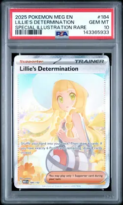 2025 POKEMON MEG EN-SPECIALILLUSTRATION RARE #184 LILLIE'S DETERMINATION PSA 10 - Image 1