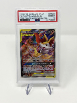 2019 POKEMON SM BLACK STAR PROMO #SM230 FULL ART/CHARIZARD & BRAIXEN GX PSA 10 - Image 1