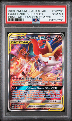 2019 POKEMON SM BLACK STAR PROMO #SM230 FULL ART/CHARIZARD & BRAIXEN GX PSA 10 - Image 3