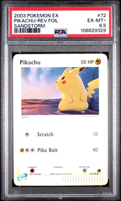 Pokemon EX Sandstorm Pikachu 72/100 Reverse Holo PSA 6.5 Excellent-Mint+ - Image 1
