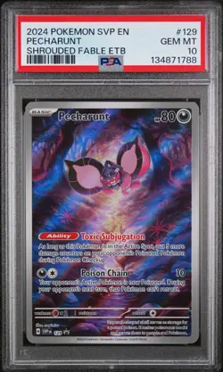 1788 Pecharunt 2024 Pokemon Scarlet Violet Shrouded Fable ETB Promo #129 PSA 10 - Image 1