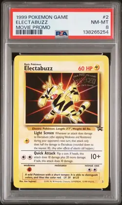 1999 POKEMON GAME MOVIE MOVIE PROMO #2 ELECTABUZZ PSA 8 - Image 1