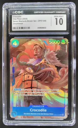 2025 ONE PIECE CCG CROCODILE PROMO OP07-040 CGC 10 D PT - Image 1