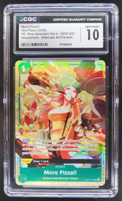 2025 ONE PIECE CCG MORE PIZZA!! ALT ART OP07-037 CGC 10 C PT - Image 1