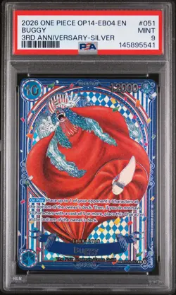 2026 ONE PIECE OP14-EB04-THE AZURE SEA'S SEVEN 3RD ANV-SILVER #051 BUGGY PSA 9 - Image 1