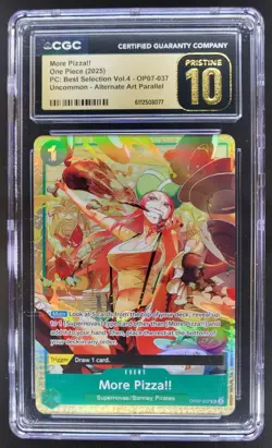 2025 ONE PIECE CCG MORE PIZZA!! ALT ART OP07-037 CGC 10 PRISTINE C PT - Image 1
