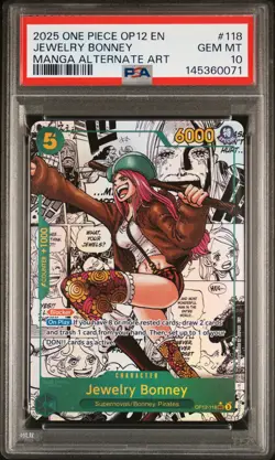 2025 ONE PIECE MANGA ALT ART OP12-118 LEGACY OF THE MASTER JEWELRY BONNEY PSA 10 - Image 1