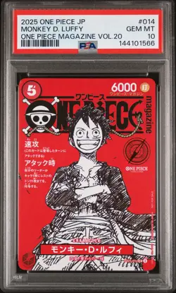 2025 ONE PIECE JPN PROMOS ONE PIECE MAGAZINE VOL.20 #014 MONKEY D. LUFFY PSA 10 - Image 1
