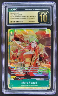2025 ONE PIECE CCG MORE PIZZA!! ALT ART OP07-037 CGC 10 PRISTINE B PT - Image 1